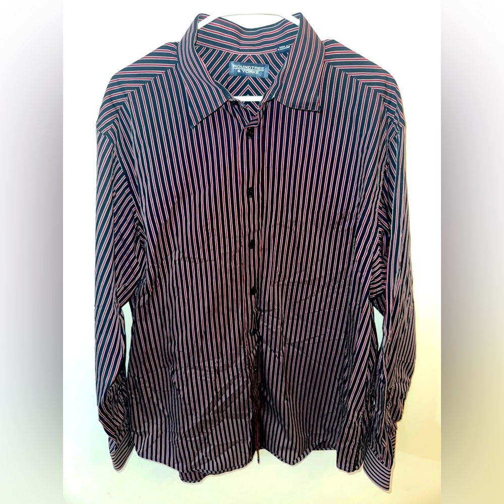 Roundtree & Yorke mens long sleeve black and red button down shirt size XLT